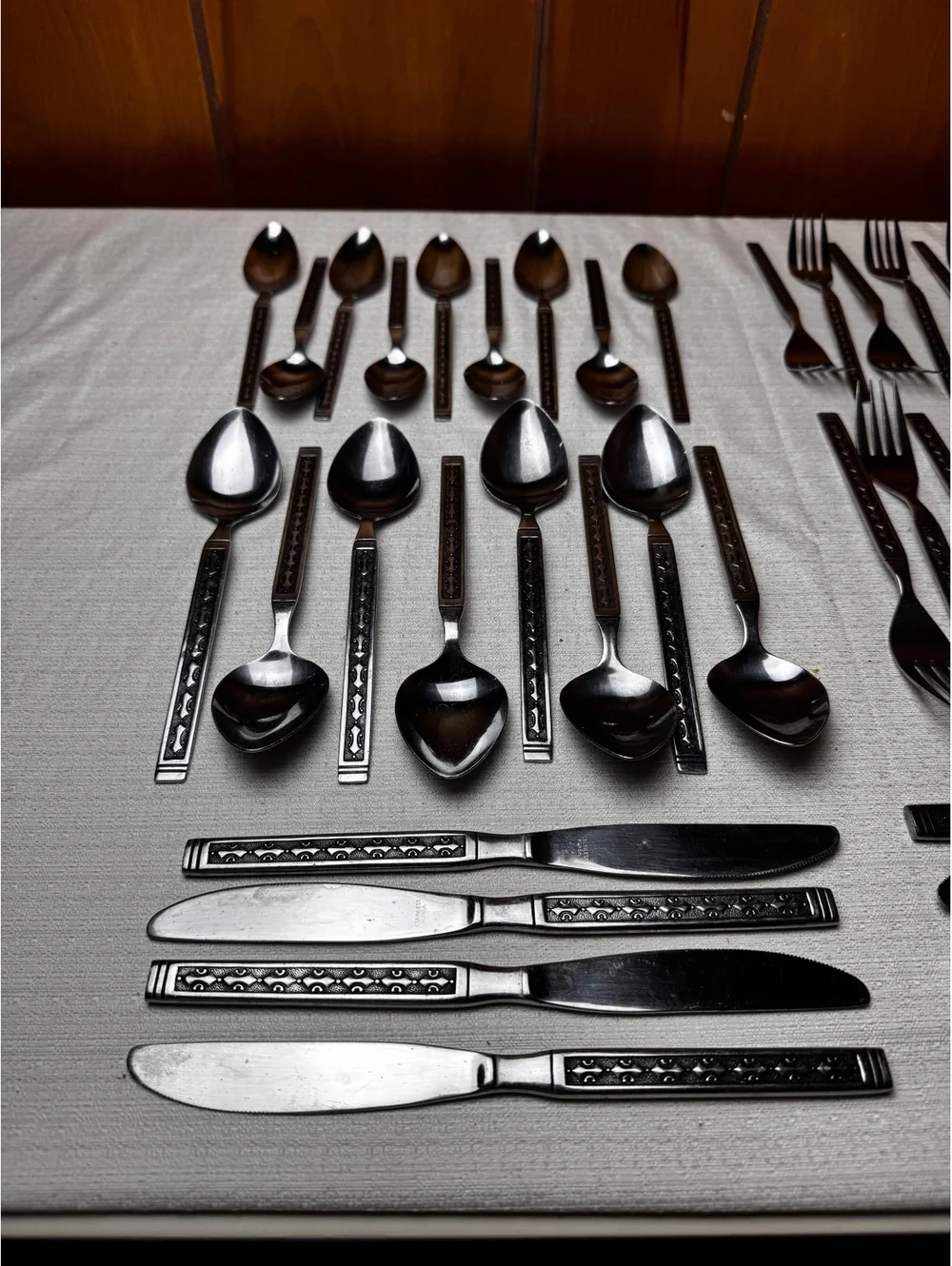 Vintage Douglass Korea Stainless Flatware Set 40 Piece Service for 8 Geometric